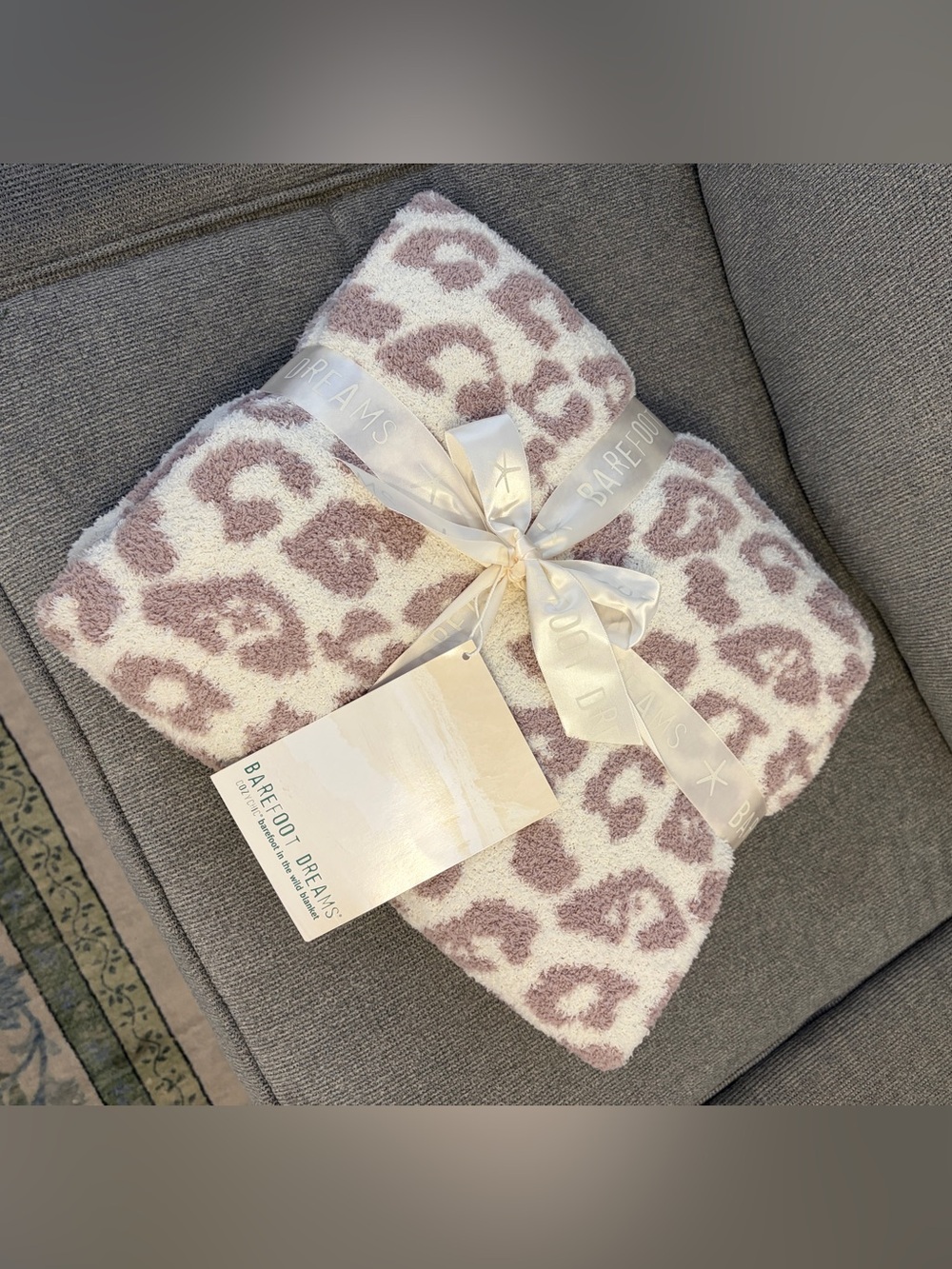 Barefoot Dreams Blush and Ivory Leopard Cozy Throw Blanket